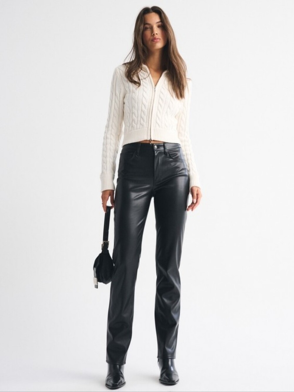 Abercrombie & Fitch Black Slim Straight Faux Leather Jeans